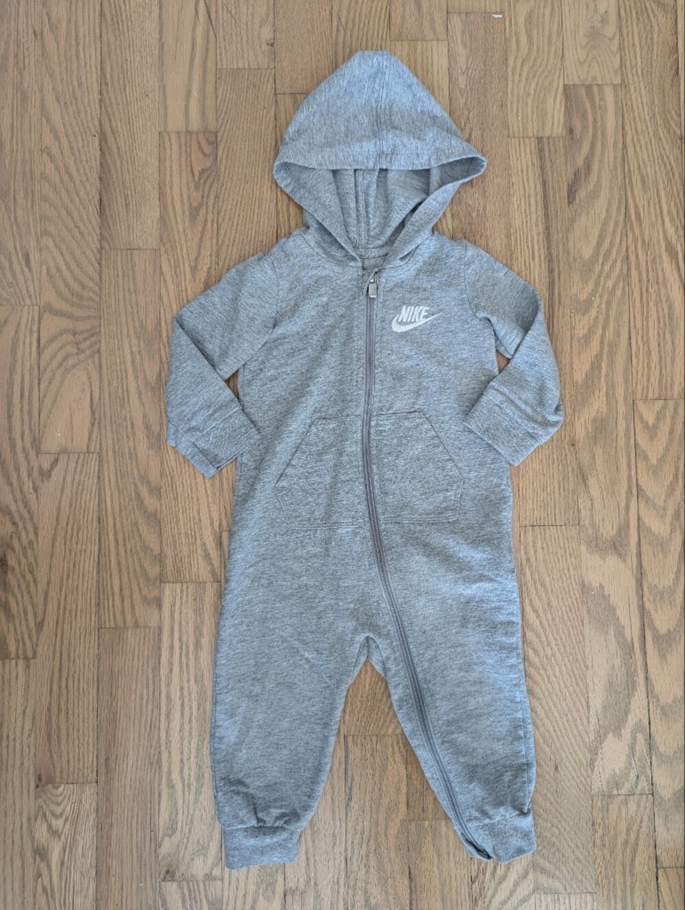 3/$20 Nike Grey Hooded One-Piece Romper